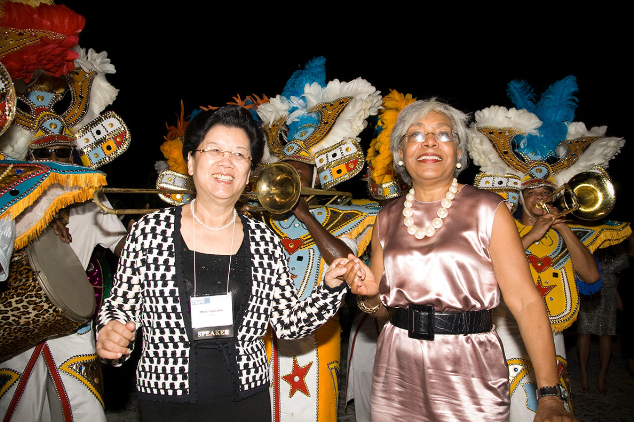 2009 Madam Chen Zhili, former President of the All-China Women's Federation and Vice Chairperson of the Standing Committee of the National People's Congress, IWF Hall of Fame honoree; and Esther Silver-Parker, IWF past President