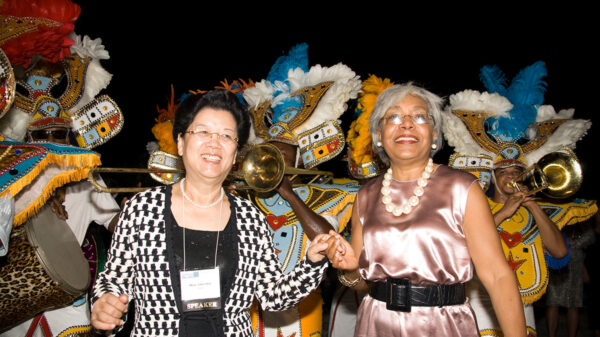 2009 Madam Chen Zhili, former President of the All-China Women's Federation and Vice Chairperson of the Standing Committee of the National People's Congress, IWF Hall of Fame honoree; and Esther Silver-Parker, IWF past President