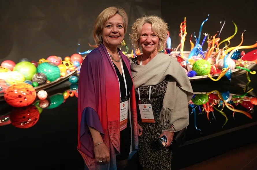 Women at glass display