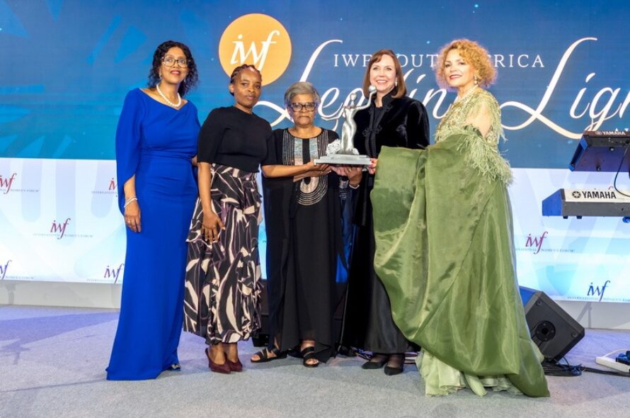 Princess Motswana Molotlegi accepting award on behalf of her late mother IWFSA Leading Light Honoree Her Royal Majesty, Queen Mother Semane Bonolo Molotlegi, Queen Mother of the Royal Bafokeng Nation, A Nation Builder